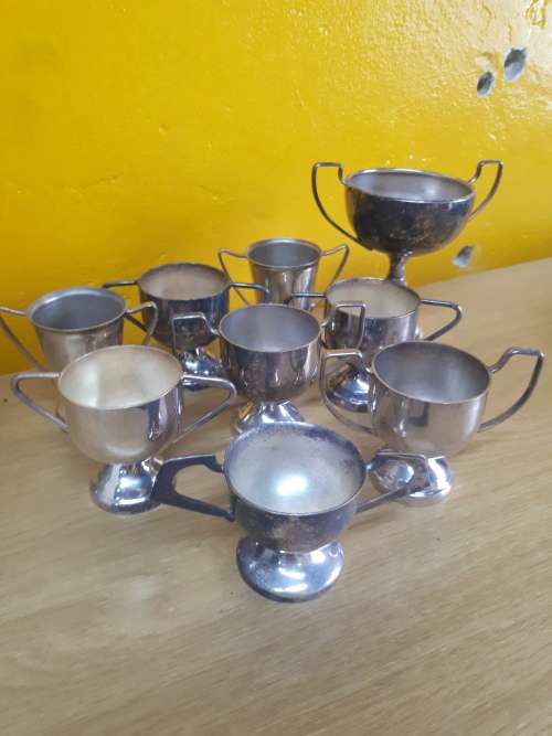 9 x Small Plated Trophies ( Unengraved )