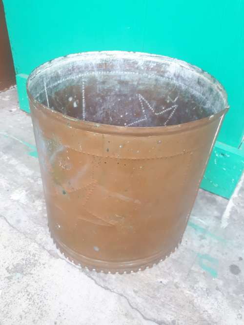 Vintage Brass Waste Paper Bin With Star Motif