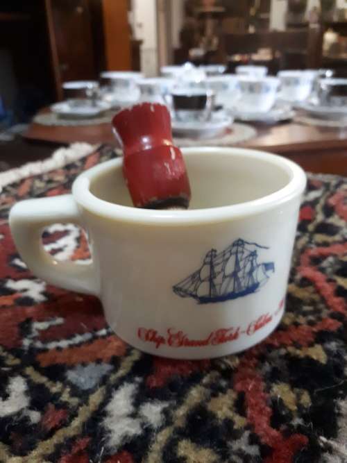 1980`s Old Spice Glass Shaving Mug With Shaving Brush