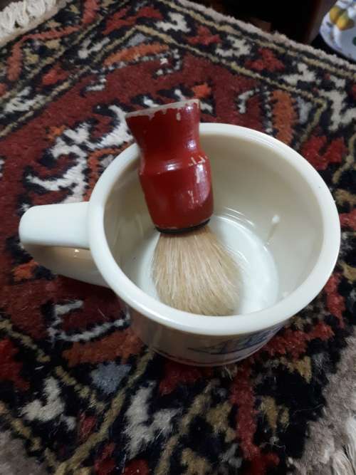 1980`s Old Spice Glass Shaving Mug With Shaving Brush