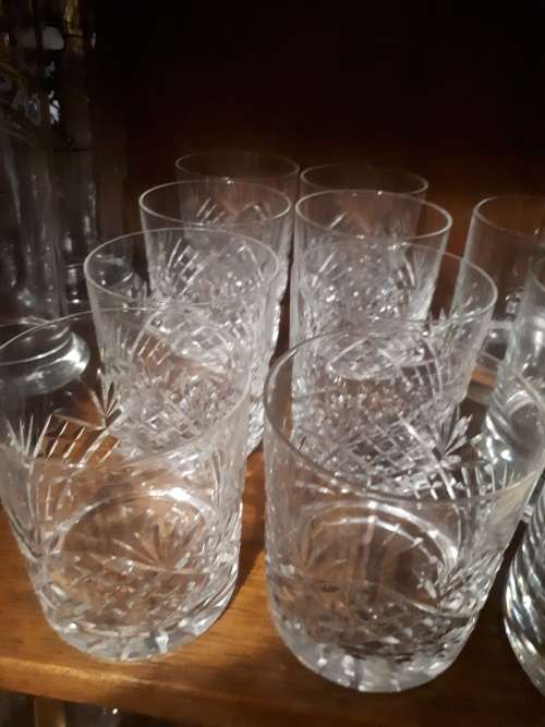 Set of 8 Cut Glass Brandy Glasses