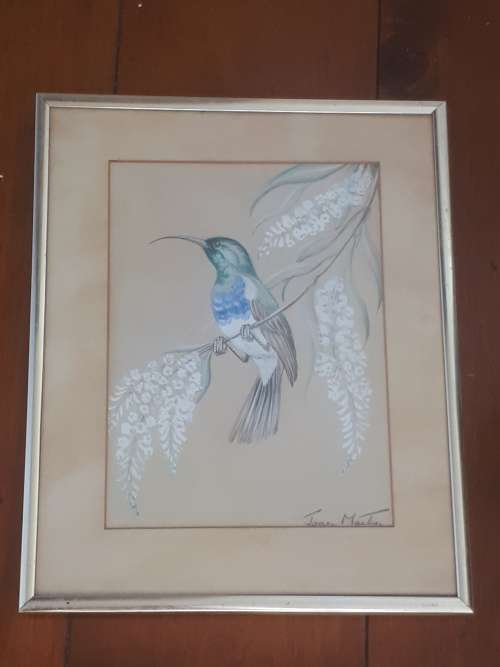 Joan Maitlin Watercolor Signed `Honeysuckle`