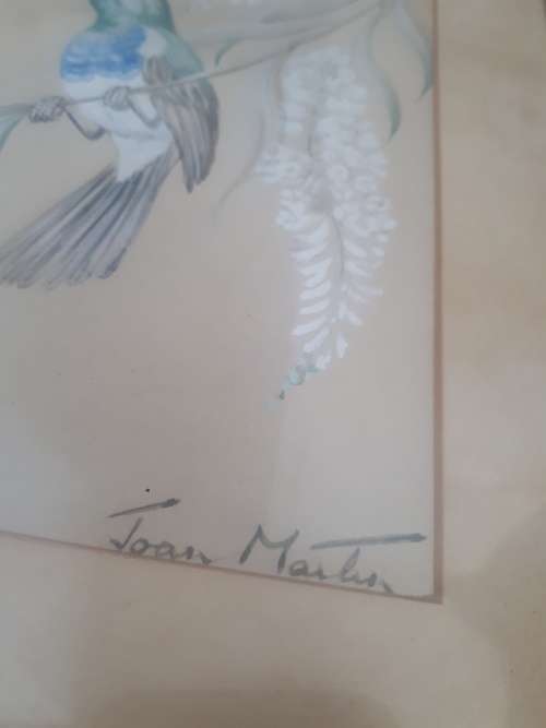 Joan Maitlin Watercolor Signed `Honeysuckle`