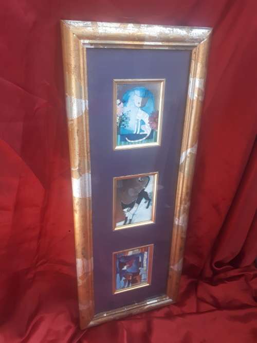 Stunning Foil Mixed Media by Austrian Artist Rosina Wachtmeister (1939 - ) `Cats`