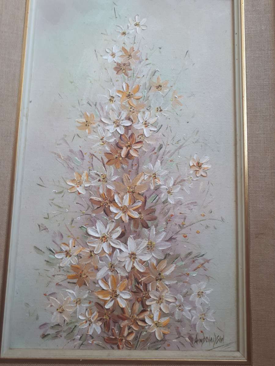 Stunning Oil On Board `Still Life Flowers` by 20th Century SA Artist Ann Donaldson