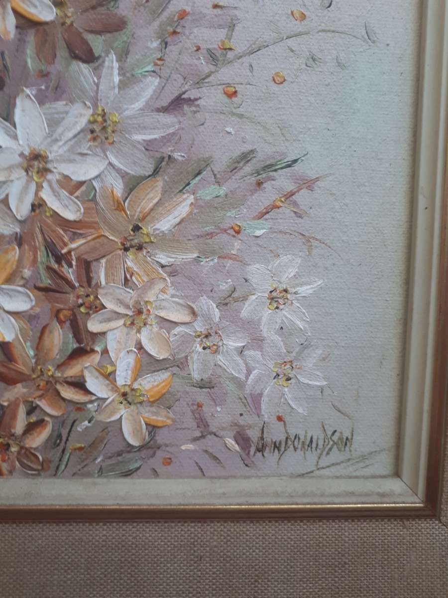 Stunning Oil On Board `Still Life Flowers` by 20th Century SA Artist Ann Donaldson