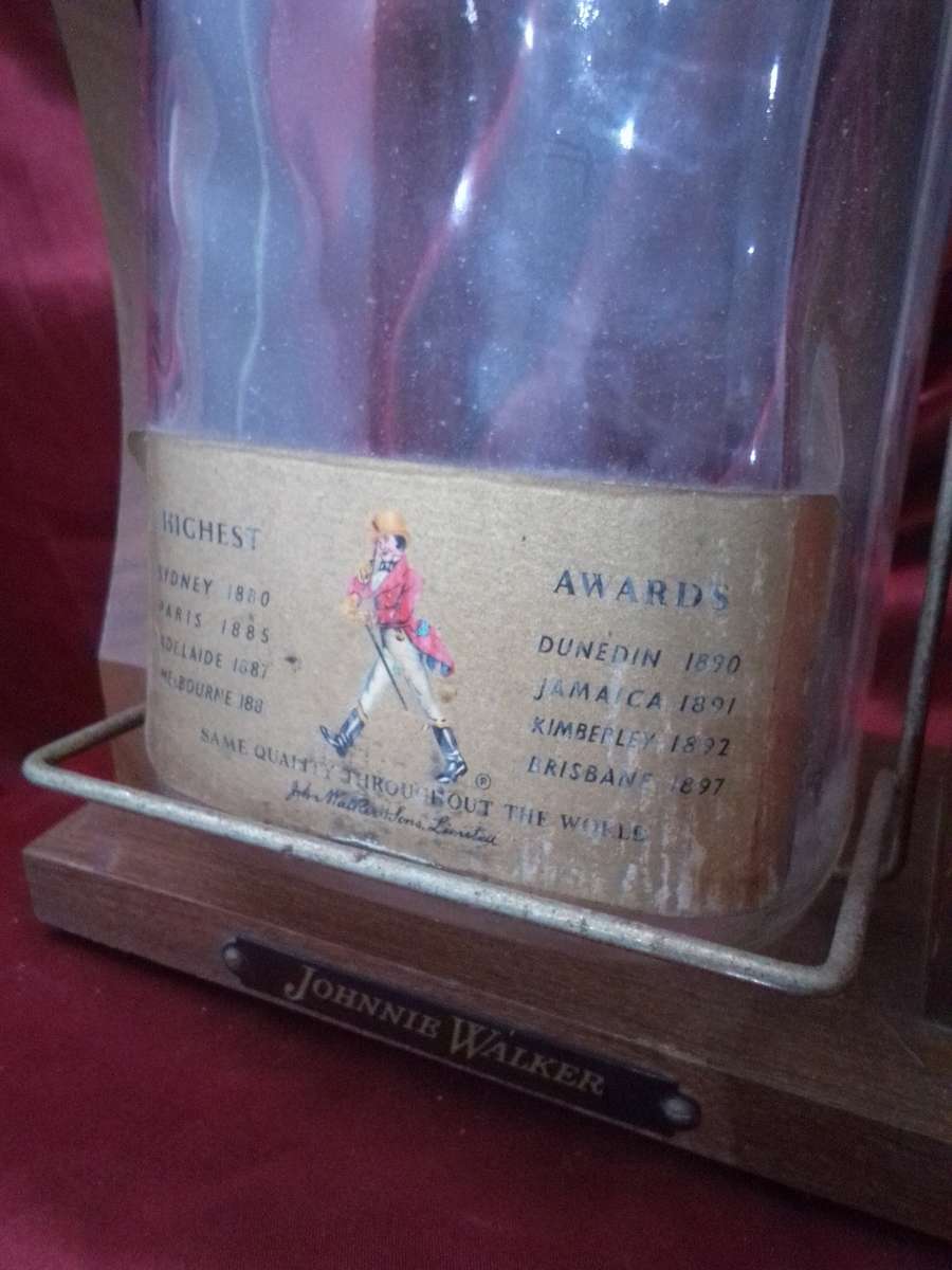 1960`s One Gallon Johnnie Walker Red Label Mounted In Original Wooden Stand