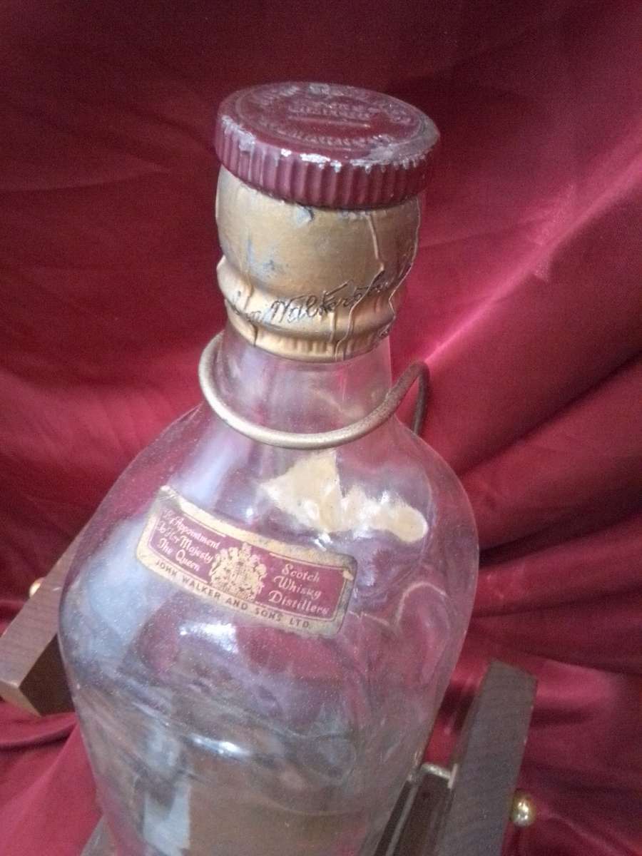 1960`s One Gallon Johnnie Walker Red Label Mounted In Original Wooden Stand