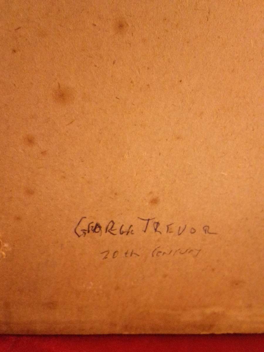 Famous 20th Century Irish Artist George Trevor Glass Framed Watercolor `Seascape`