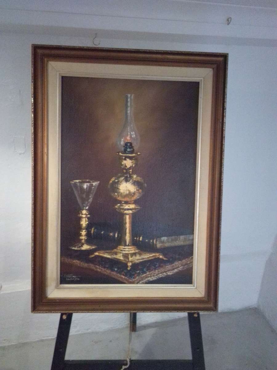 Popular 20th-C SA Artist Estelle Buys Oil on Canvas `Still Life` Signed & Dated 86