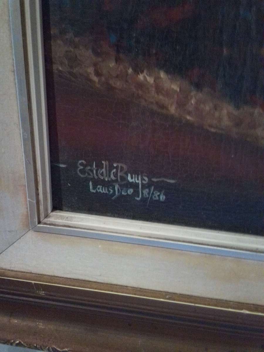 Popular 20th-C SA Artist Estelle Buys Oil on Canvas `Still Life` Signed & Dated 86