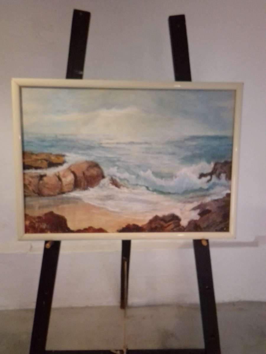 Renowned American Artist Arlene Wilke (1940-1993) Oil on Canvas `Seascape` Signed