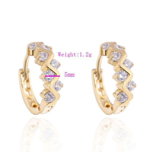 18 KT GOLD PLATED CZ HOOPED EAR RINGS