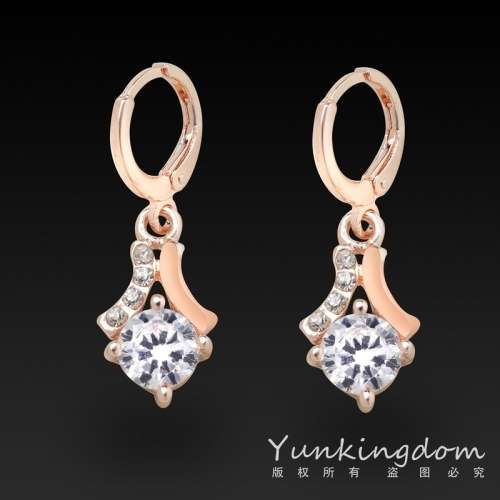 18 KT GOLD FILLED CUBIC ZIRCONIA FASHION DROP EAR RINGS