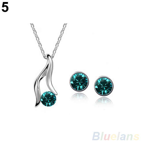 TURQUISE AUSTRALIAN CRYSTAL 925 SILVER PLATED NECKLACE AND EAR RING SET