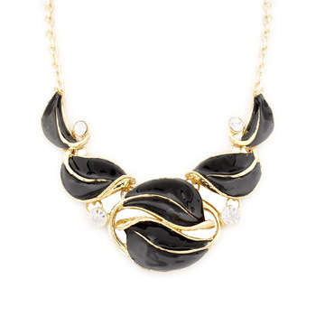 HIGH QUALITY ENAMEL LEAVE NECKLACE AND EAR RING SET