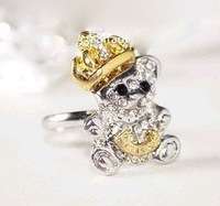 OPEN PLATED SILVER AND GOLD TEDDY WITH CRYSTAL