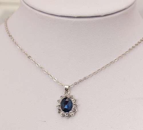 ***ELEGANT*** SILVER FLOWER JEWELERY SET WITH DARK BLUE ZIRCONIAS