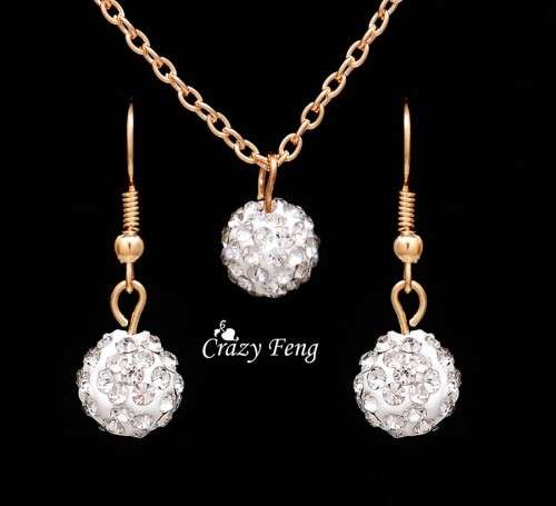 ***PRETTY*** CRYSTAL BALL JEWELRY SET