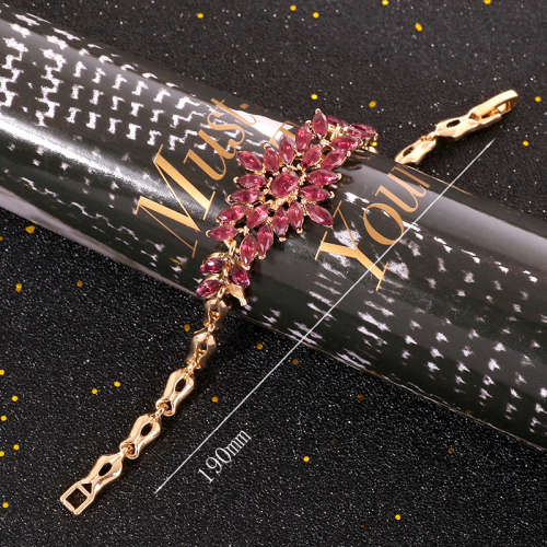 ***ELEGANT*** GOLDEN WINE RED FLOWER CLUSTER BRACELET