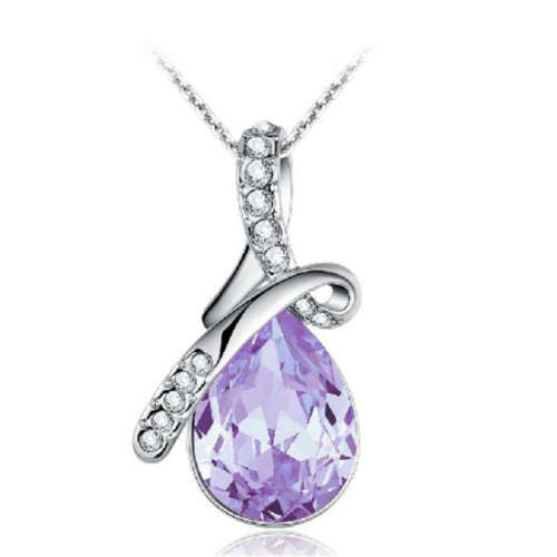 ***BEAUTIFUL*** PURPLE TEARDROP NECKLACE WITH ZIRCONIAS