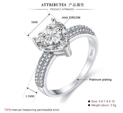 ***ELEGANT*** 925 STERLING SILVER HEART SHAPE RING