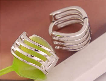 SMALL 925 SILVER PLATED HOLLOW HOOPED EAR RINGS