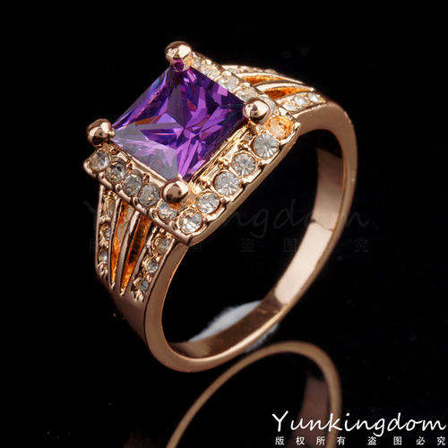 ROSE GOLD PLATED CUBIC ZIRCONIA LADIES RING SIZE 10