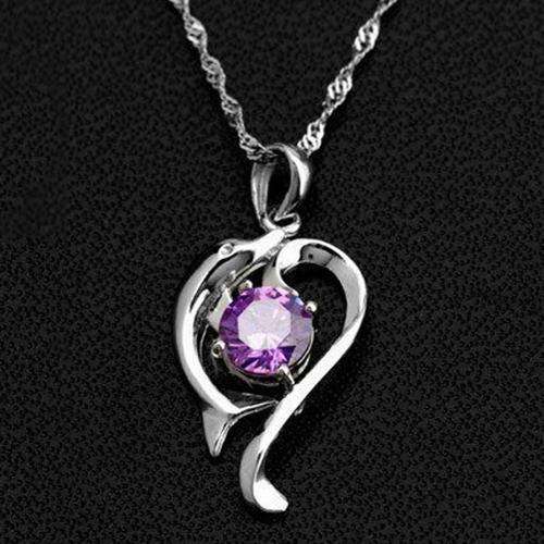 ROMANTIC DOLPHIN TOP QUALITY CRYSTAL SILVER PLATED NECKLACE