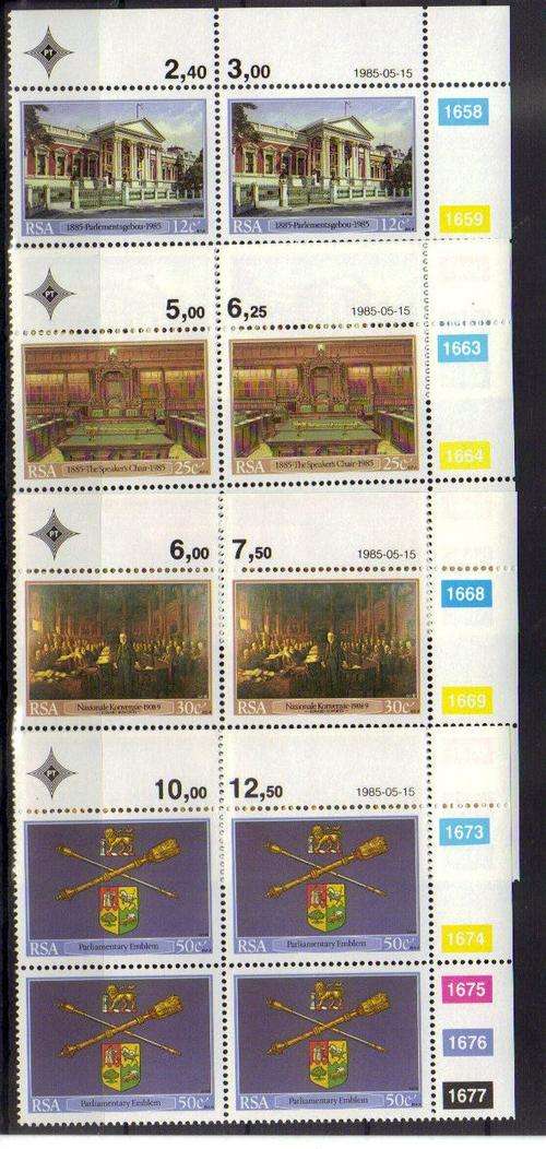 RSA Control Blocks - SACC 588-591 (Inauguration of Cape Parliamentary Buildings) MNH