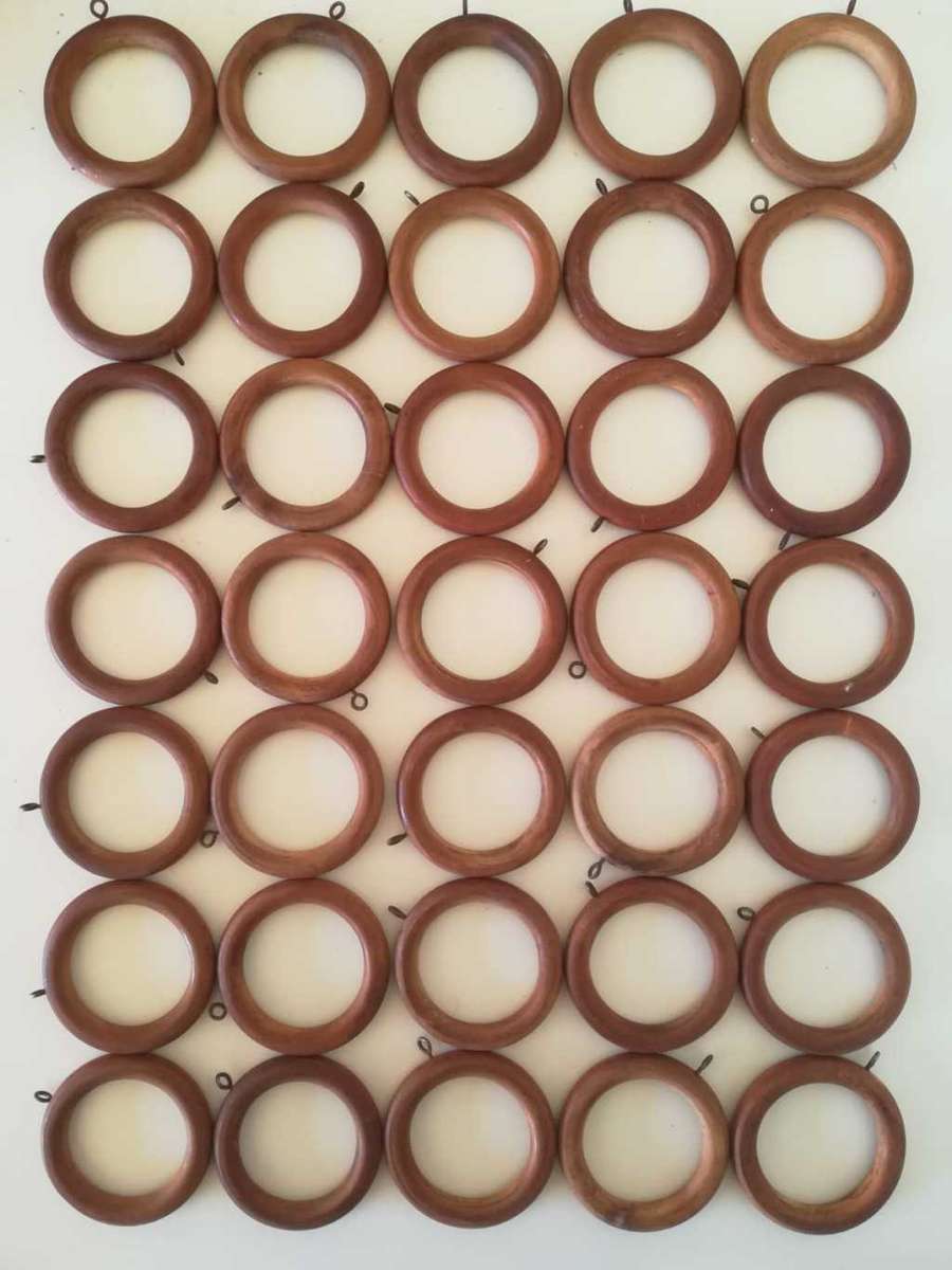 35 Vintage Wooden Curtain Rings 35mm