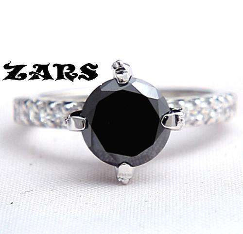 2 AVAILABLE- SOLID 925 SILVER -1.67CT BLACK DIAMOND (MOISSANITE) RING