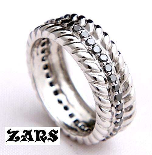 2 Available: 0.80ct+ Natural Black Diamond Wedding Bands (925 Silver)