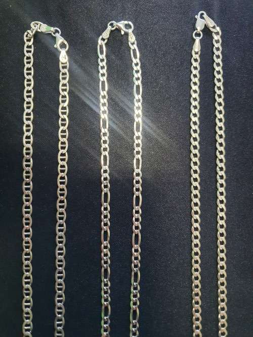 3  Sterling Silver Chains - 1 bid for all 3 [All Solid 925 Silver ] Unisex