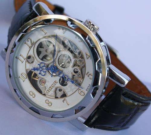 GOER Blue Dial Automatic Skeleton Mens Watch