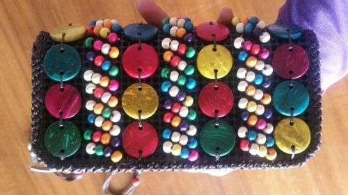 Gorgeous Beadwork womena  purse with sling beadwork band....beautiful colours