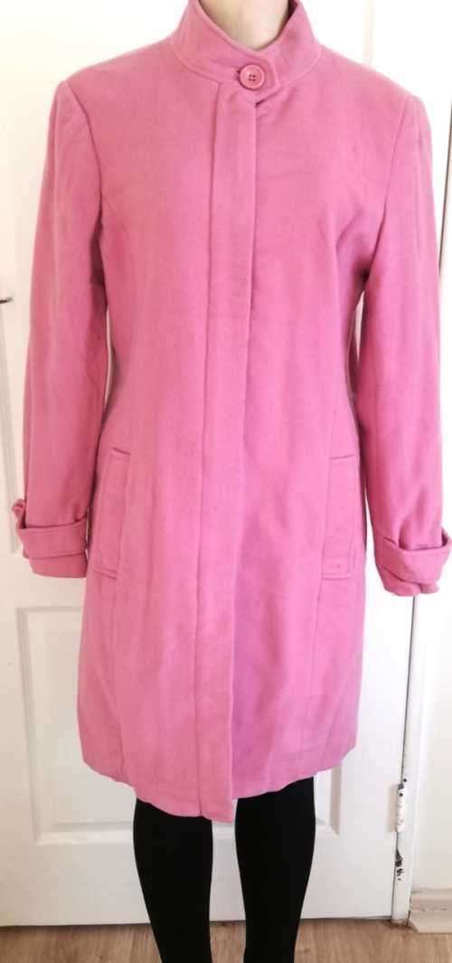 Beautiful Long Zip up Melton Coat in Dusky pink