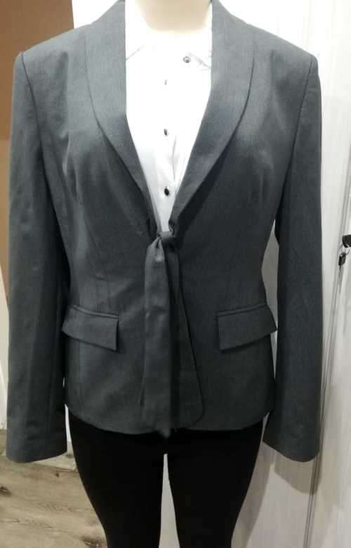 Fitted pinstripe blazer with front tie up