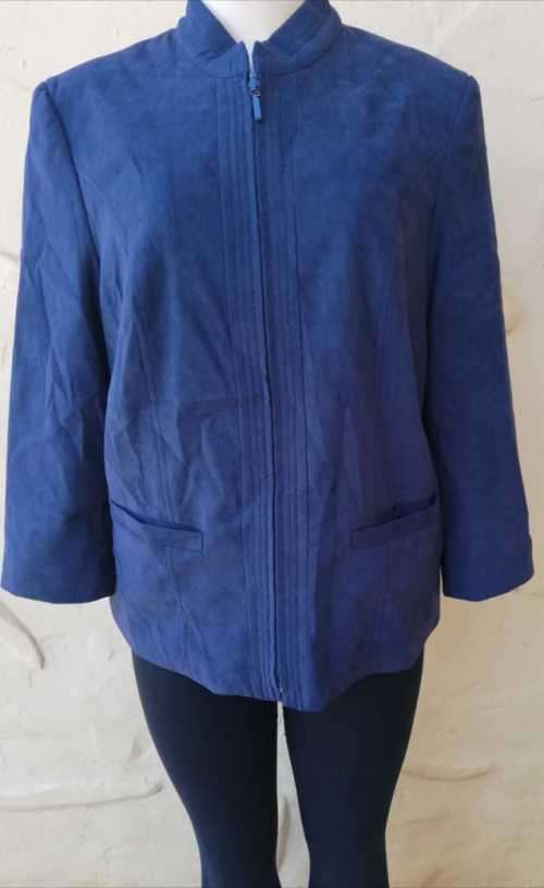 Designer navy Suede Zip up Coat