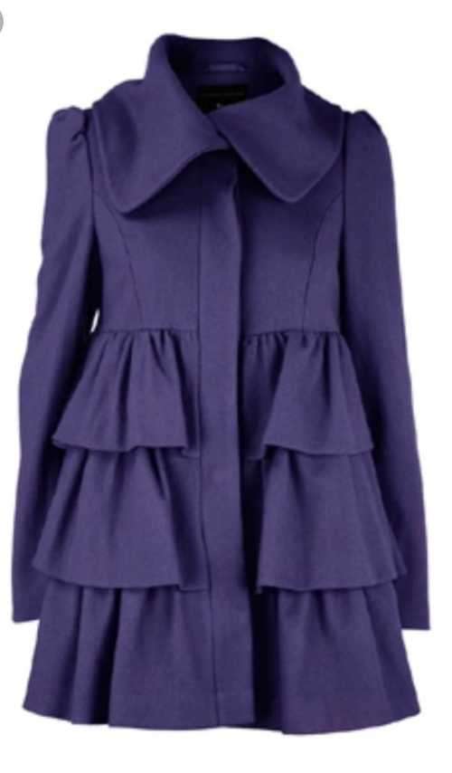 BLACK tiered coat with ruffles