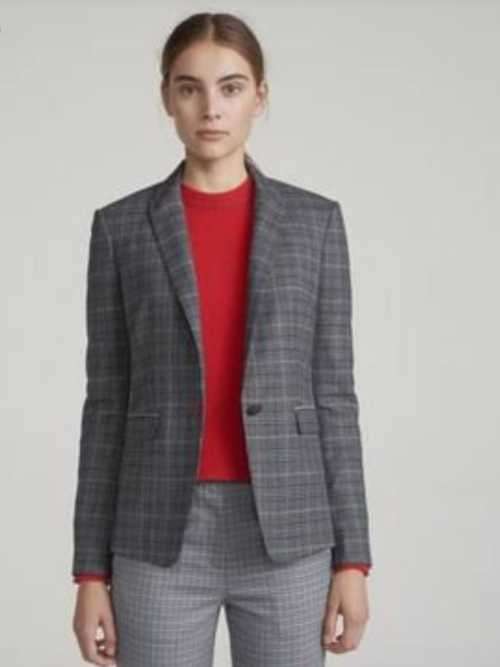 Grey check  fitted  Blazer