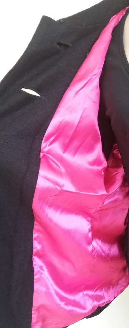 Beautiful coat with bell sleeves and Fushia link lining