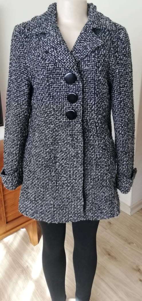 Beautiful Black and White Tweed Coat