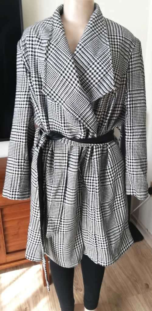 Wrap coat with leather detail belt