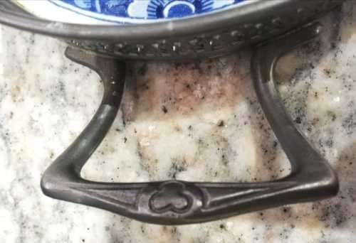 Blue Delft Tray Westraven Anno 1661 porcelain Pewter Serving Tray with complete teaset