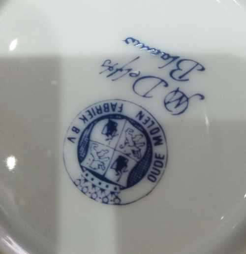 Blue Delft Tray Westraven Anno 1661 porcelain Pewter Serving Tray with complete teaset