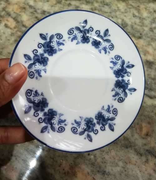 Blue Delft Tray Westraven Anno 1661 porcelain Pewter Serving Tray with complete teaset