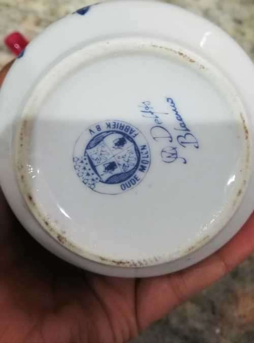 Blue Delft Tray Westraven Anno 1661 porcelain Pewter Serving Tray with complete teaset