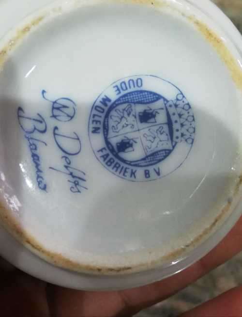 Blue Delft Tray Westraven Anno 1661 porcelain Pewter Serving Tray with complete teaset