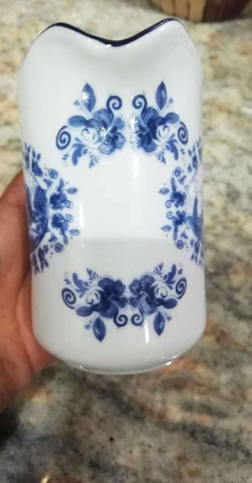 Blue Delft Tray Westraven Anno 1661 porcelain Pewter Serving Tray with complete teaset